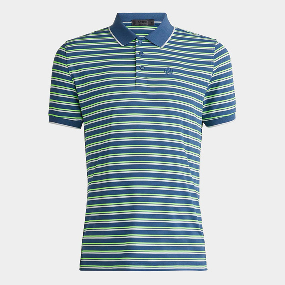 PERFORATED STRIPE RIBBED COLLAR TAILORED FIT POLO - Breakingpar