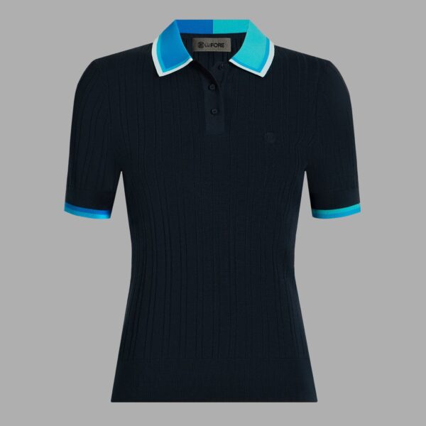 cotton blend ribbed short sleeve sweater polo - Image 6