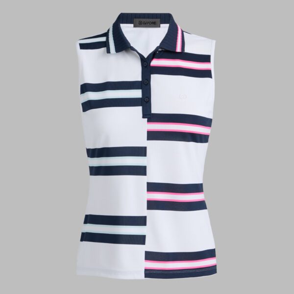 tech piqué engineered stripe polo