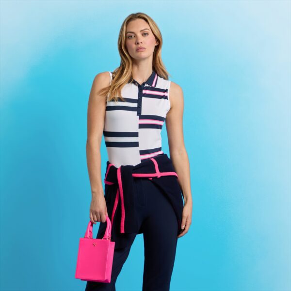 tech piqué engineered stripe polo - Image 2