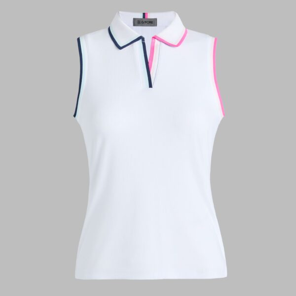 johnny collar ribbed tech sleeveless polo