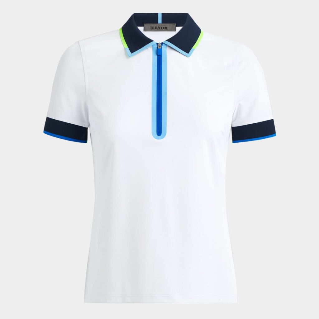 contrast quarter zip tech piqué polo