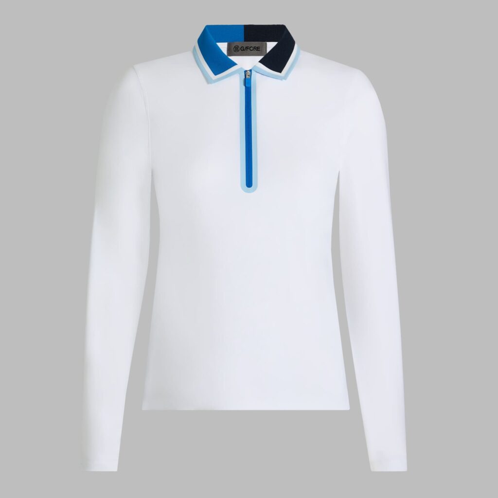silky tech nylon quarter zip long sleeve polo