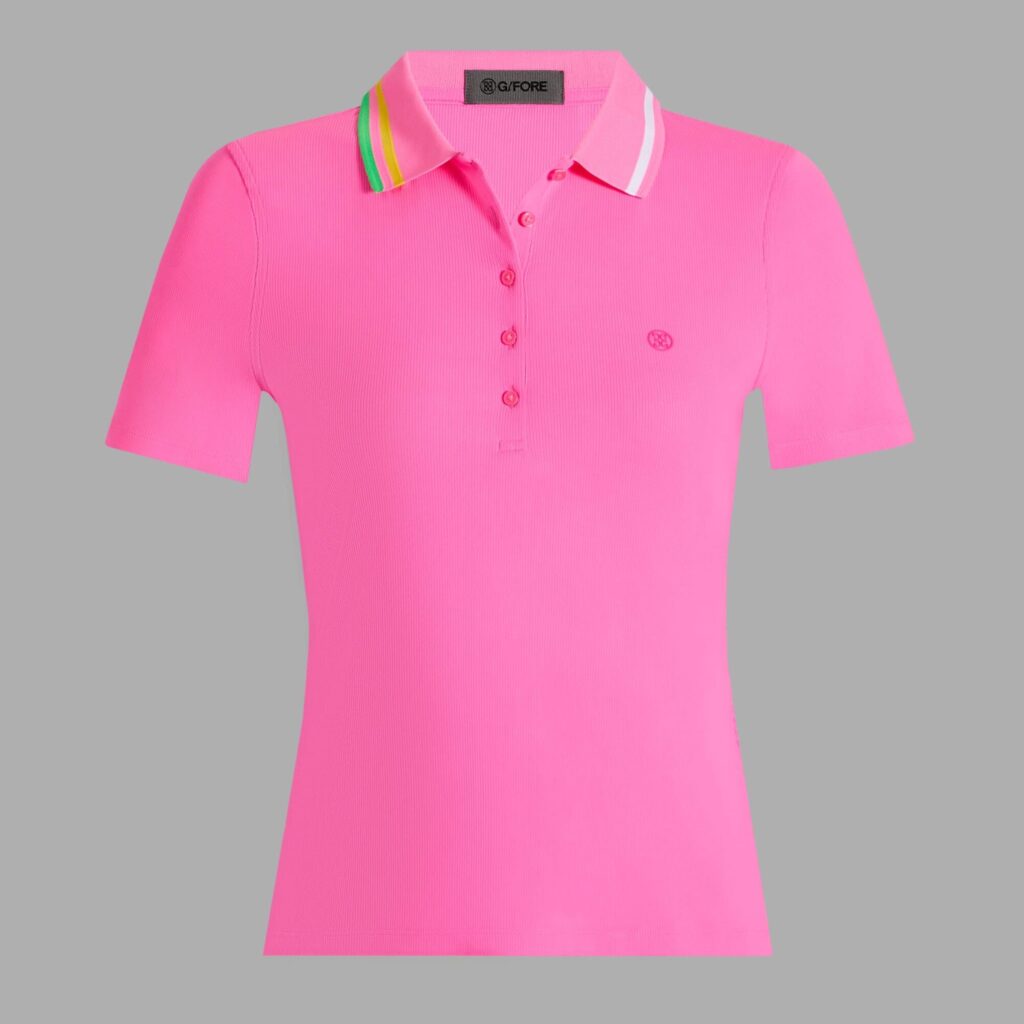 contrast collar ribbed tech nylon polo