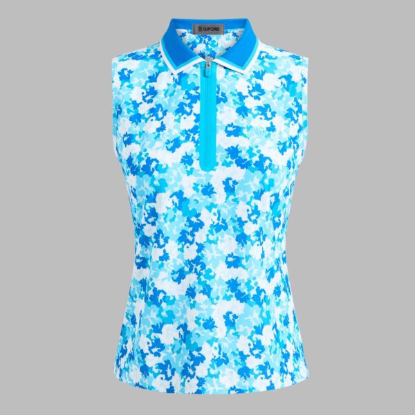 camo floral tech piqué sleeveless polo
