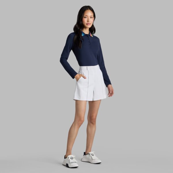 contrast collar silky tech nylon long sleeve polo - Image 3