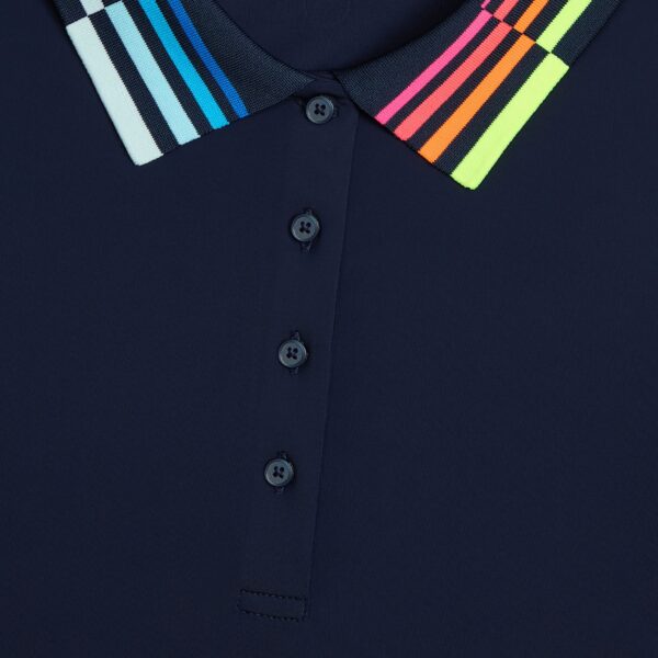 contrast collar silky tech nylon long sleeve polo - Image 5
