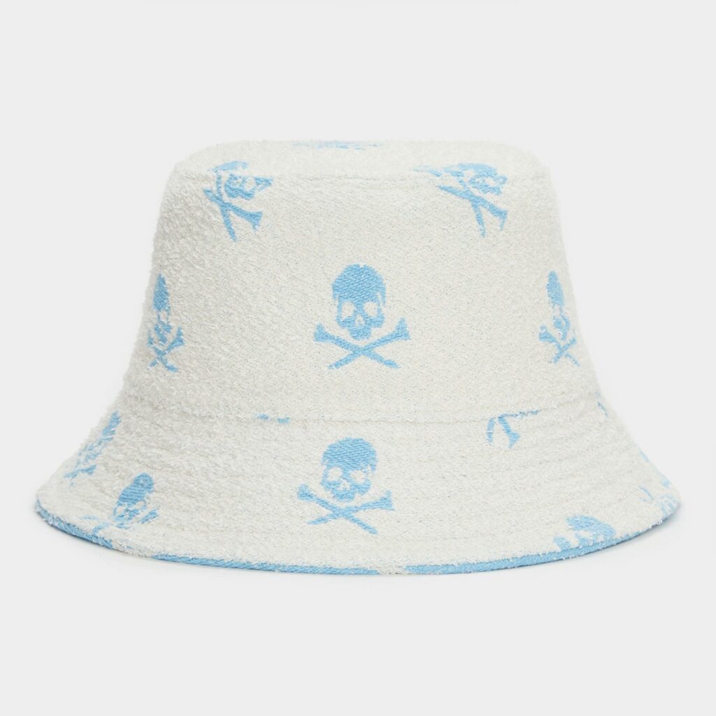 reversible intarsia skull & tees woven bucket hat