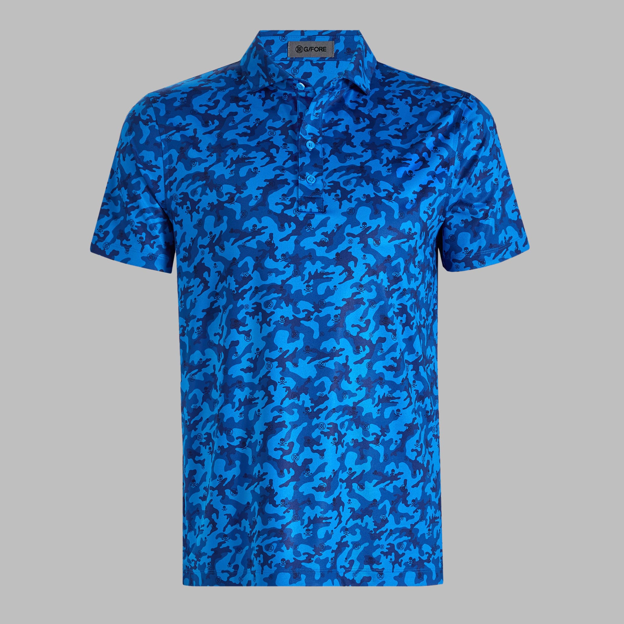 mapped icon camo tech jersey modern spread collar polo