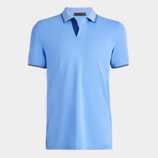 johnny collar tech piqué banded sleeve polo