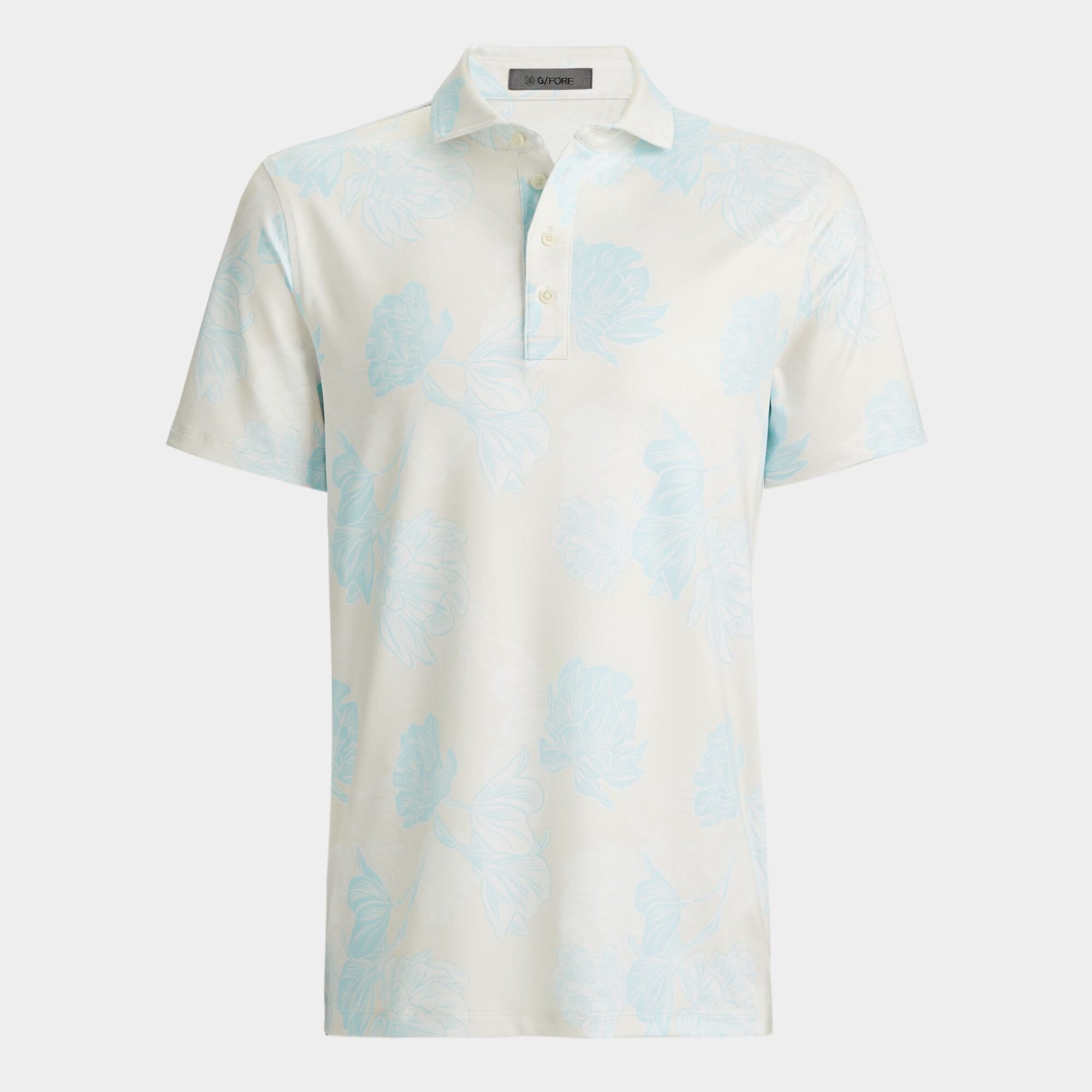 stamped floral tech jersey polo