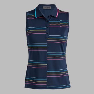 split stripe tech piqué sleeveless polo