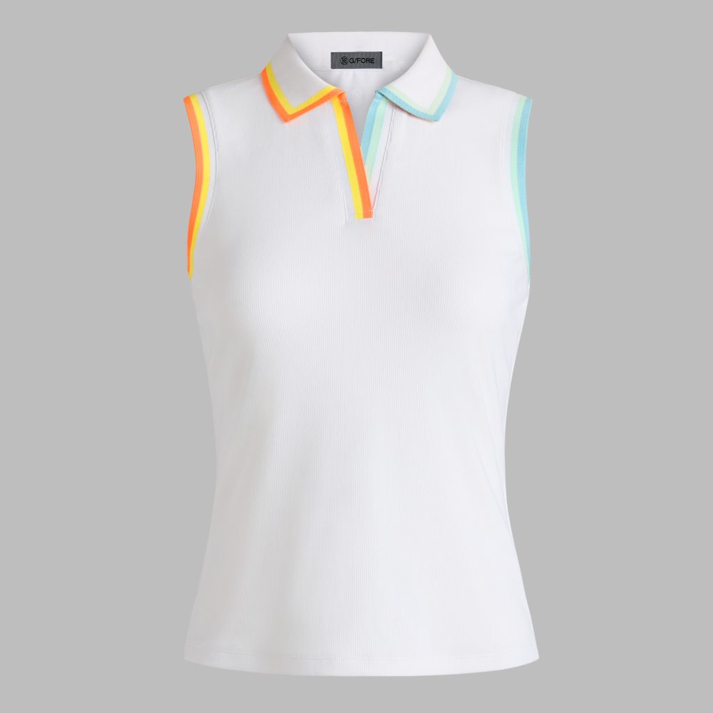 johnny collar ribbed tech sleeveless polo