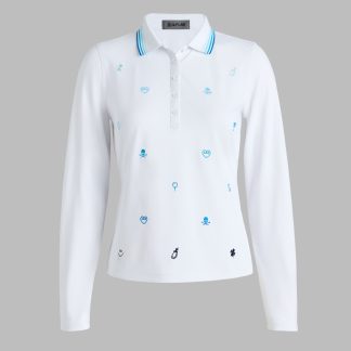 icon embroidered tech piqué long sleeve polo