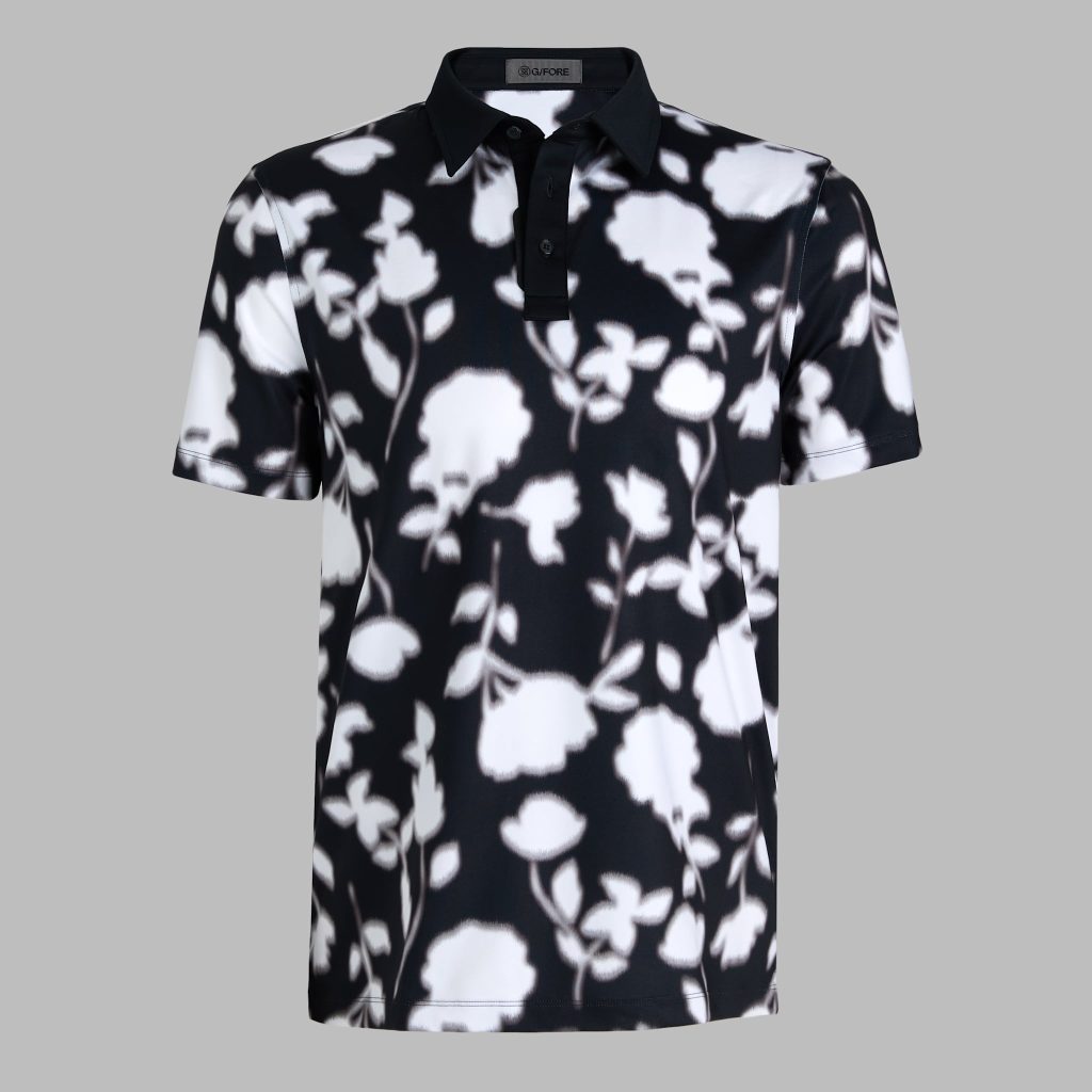 blur floral tech jersey polo