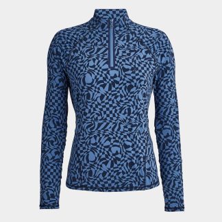 distorted check cooling nylon ruched quarter zip