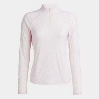 distorted check silky tech nylon ruched quarter zip pullover