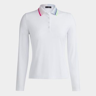 ribpleated contrast collar cooling nylon long polo