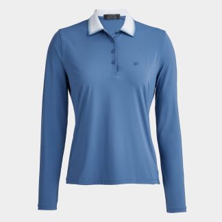 ribpleated contrast collar cooling nylon long polo