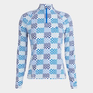 gradient check silky tech nylon quarter zip pullover