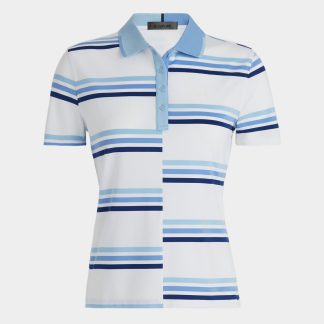 offset gradient stripe tech jersey polo