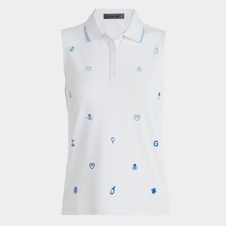 embroidered icon tech piqué sleeveless polo