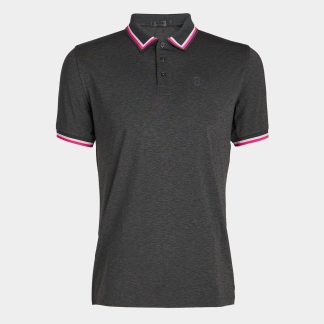 mélange banded sleeve tech jersey polo