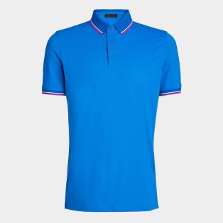 contrast dual lines banded sleeve tech piqué polo
