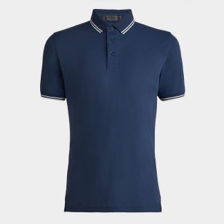 dual lines banded sleeve tech piqué polo
