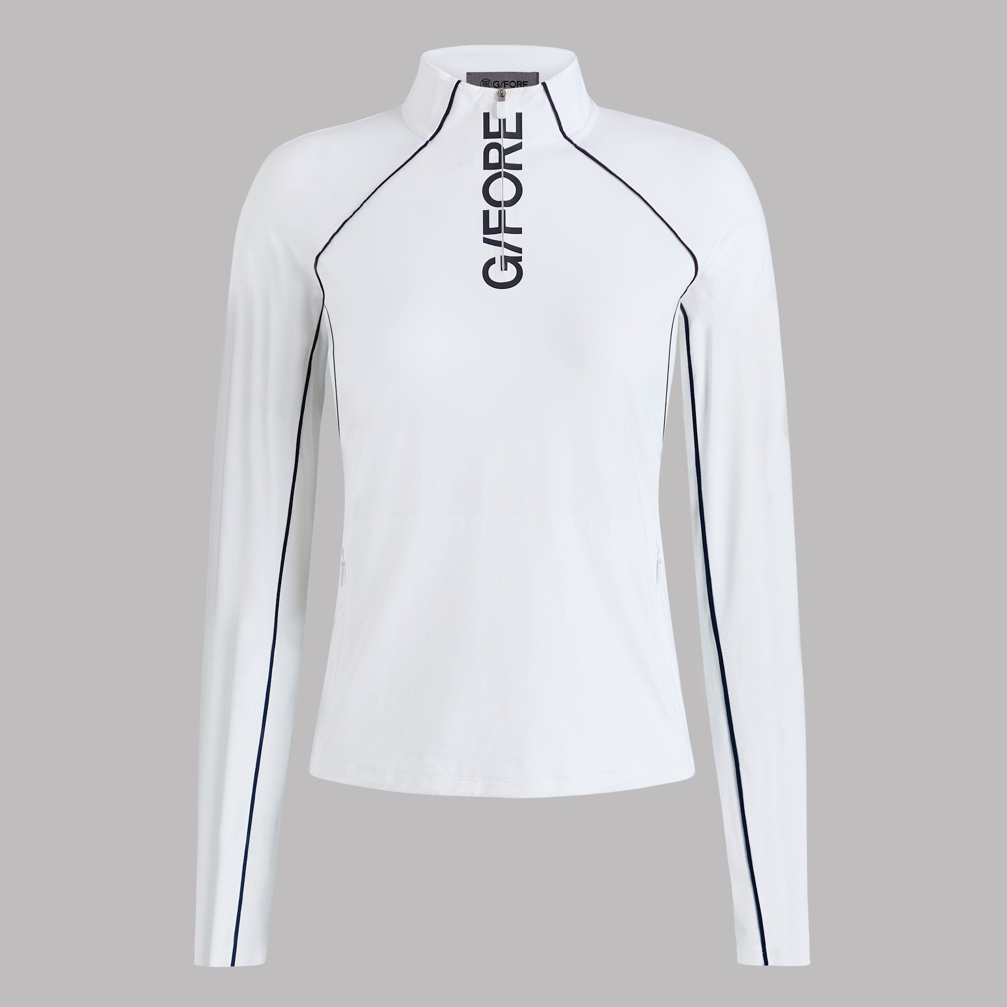 contrast mesh silky tech nylon 1/4 zip pullover