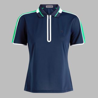 contrast sleeve tech piqué 1/4 zip polo