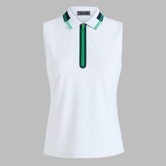 contrast tech piqué sleeveless polo