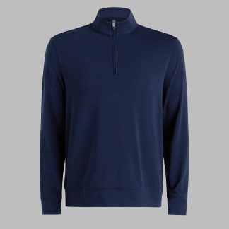 brushed back tech terry quarter zip pullover
