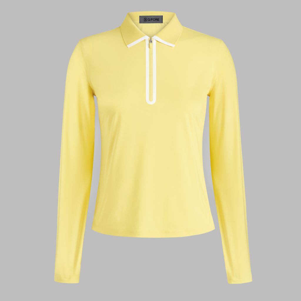 silky tech nylon long sleeve zip polo