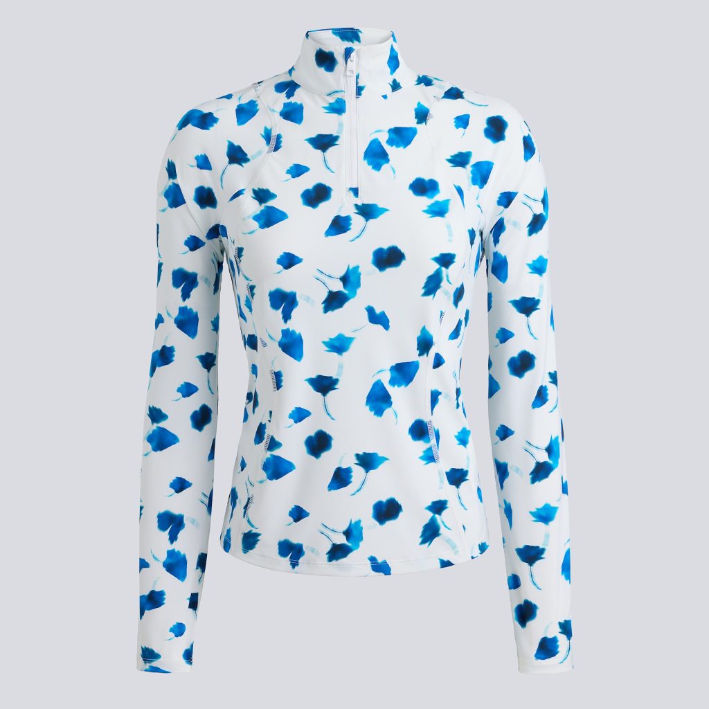 drop floral silky tech nylon 1/4 zip pullover