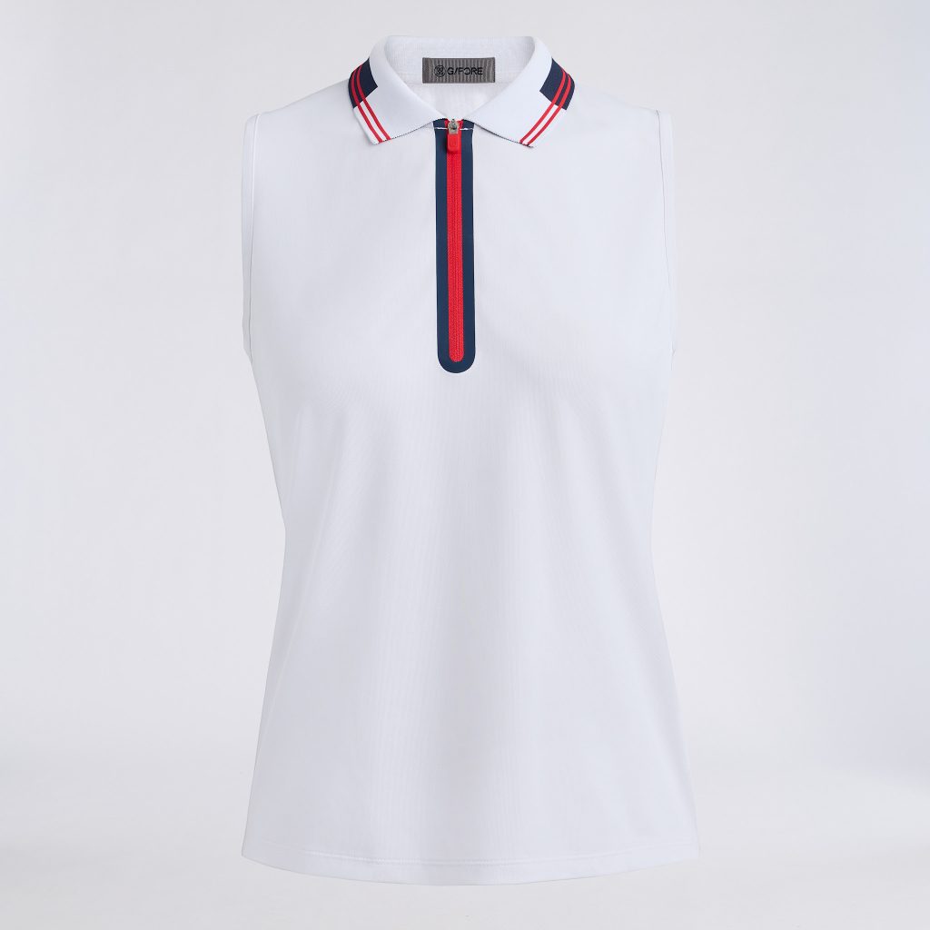 contrast tech piqué sleeveless polo