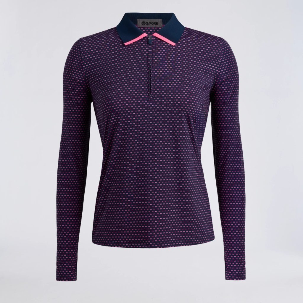 geo 2 silky tech nylon long sleeve 1/4 zip polo
