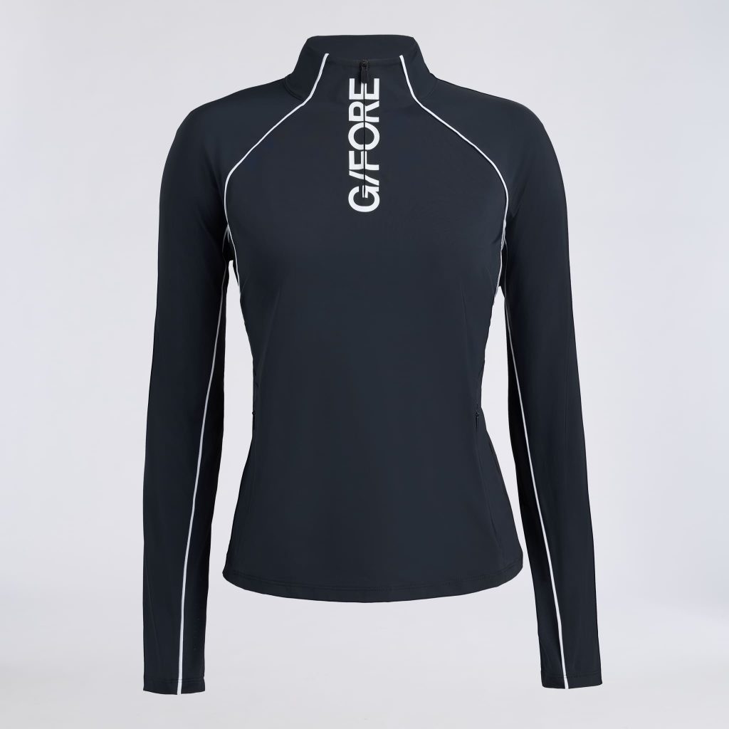 contrast mesh silky tech nylon 1/4 zip pullover