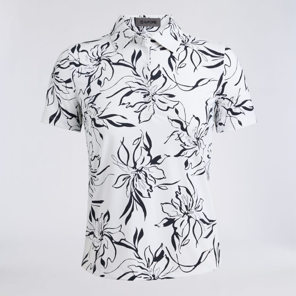 big floral silky tech nylon polo