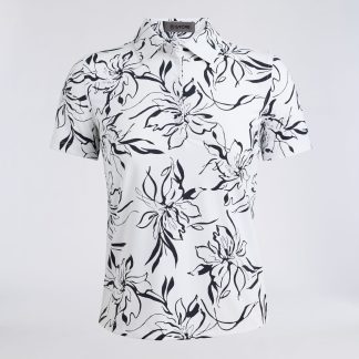 big floral silky tech nylon polo